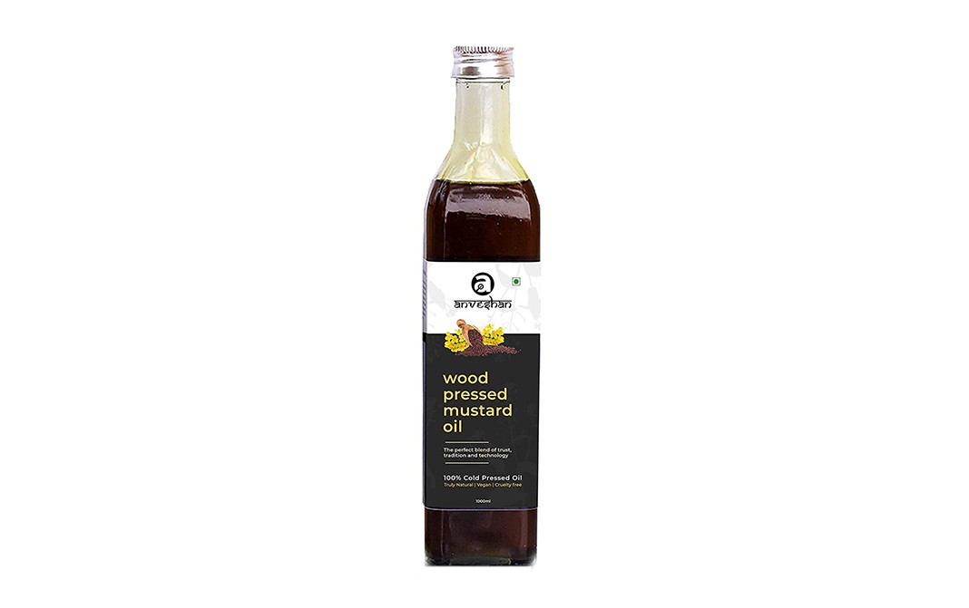 Anveshan Wood Pressed Mustard Oil   Plastic Bottle  1000 millilitre